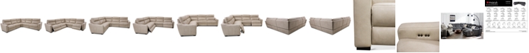 Furniture Gabrine 5-Pc. Leather Sectional with 3 Power Headrests, Created for Macy's